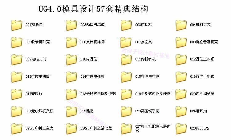UG57套经典塑胶模具设计结构设计工厂注塑模分模实例讲解视频教程