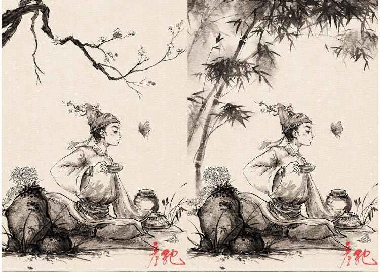 彦弛古风水墨插画课程2021第3期CG水墨班64个视频教程带笔刷素材