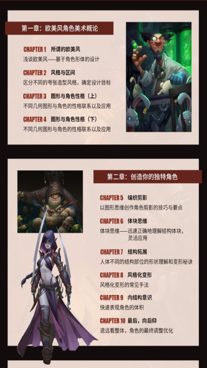 牙爷欧美风游戏角色概念设计与风格化教程CG原画PS板绘画视频课程