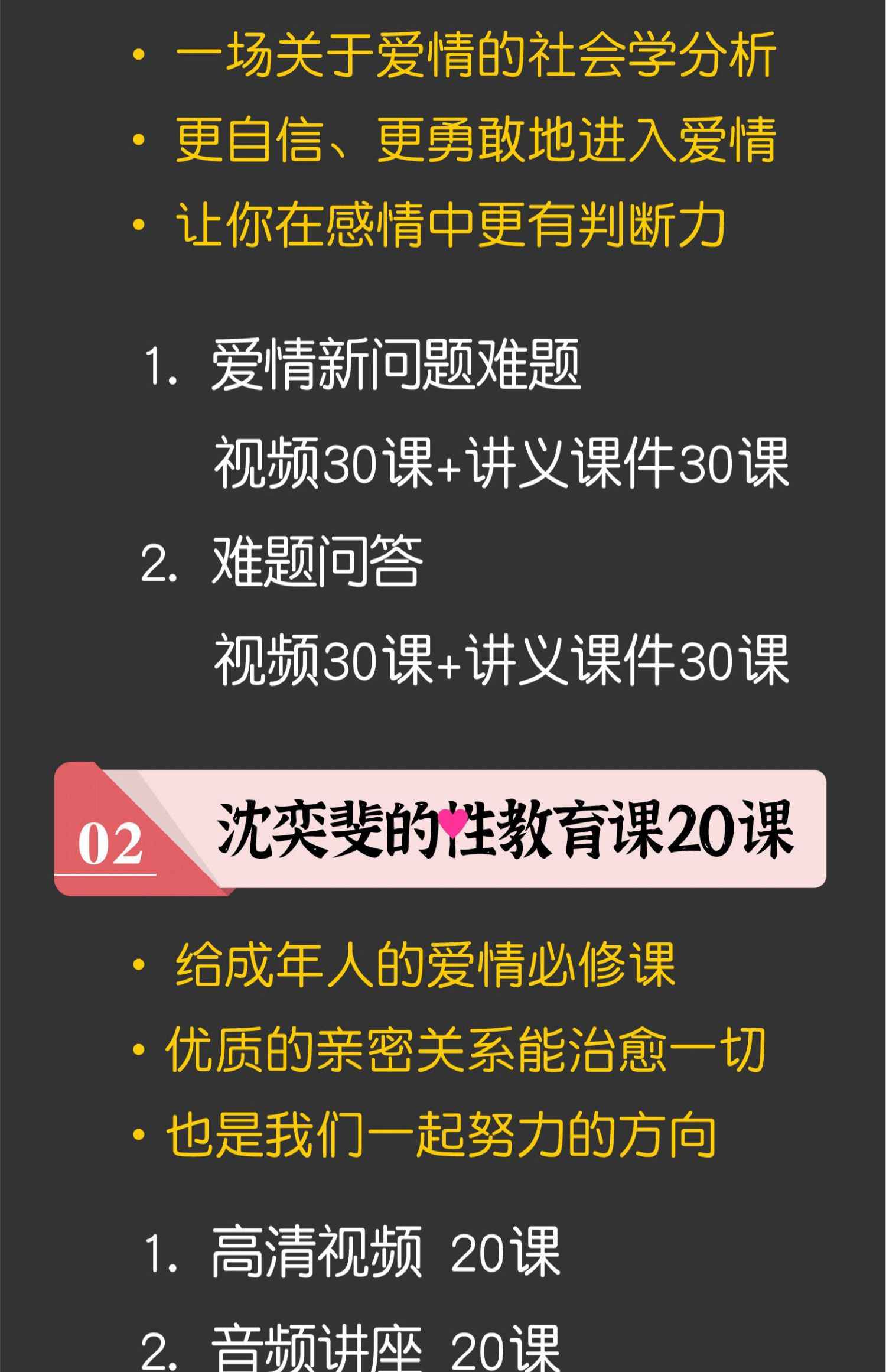 沈奕斐性教育社会学爱情思维课三观一致教学教程视频音频讲义合集