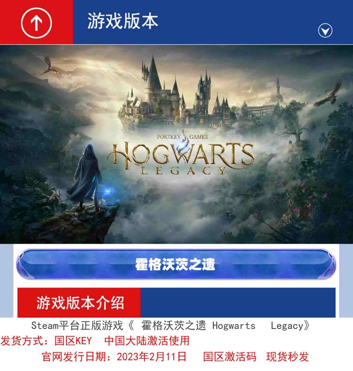 Steam游戏 霍格沃茨之遗 Hogwarts Legacy 霍格沃茨遗产 PC中文正版 霍格沃兹之遗 激活码KEY 角色扮演