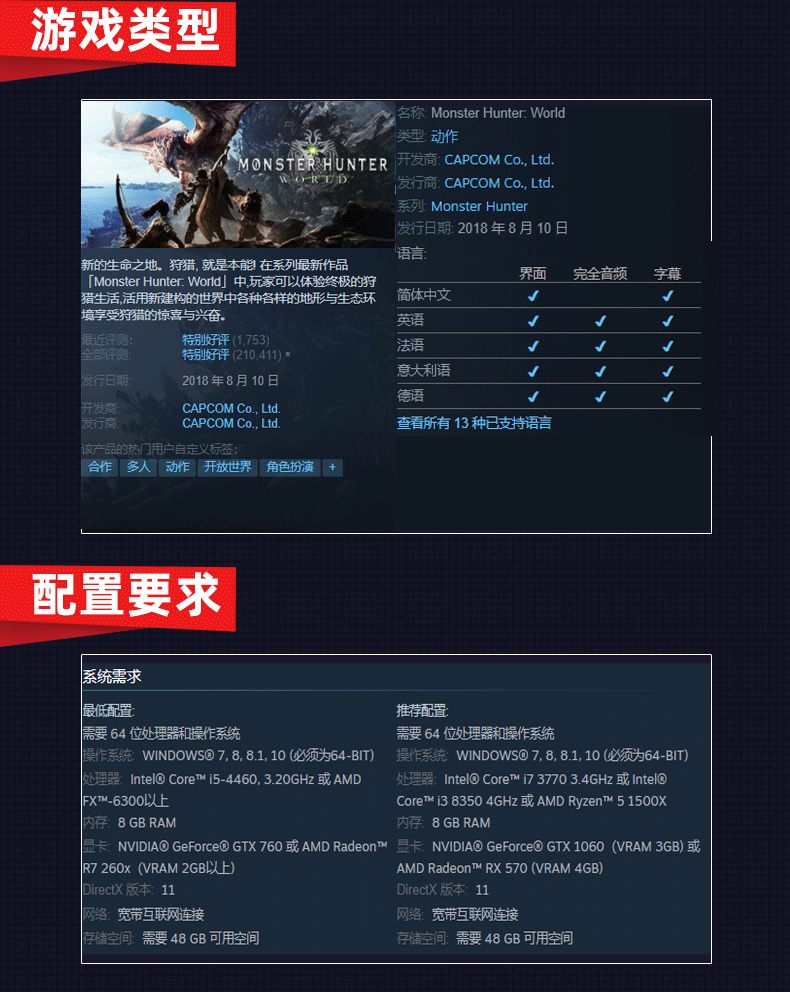 PC正版steam游戏怪物猎人世界cdkey大师版怪物猎人冰原DLC怪猎世界dlc怪物猎人世界本体冰原全球激活码key