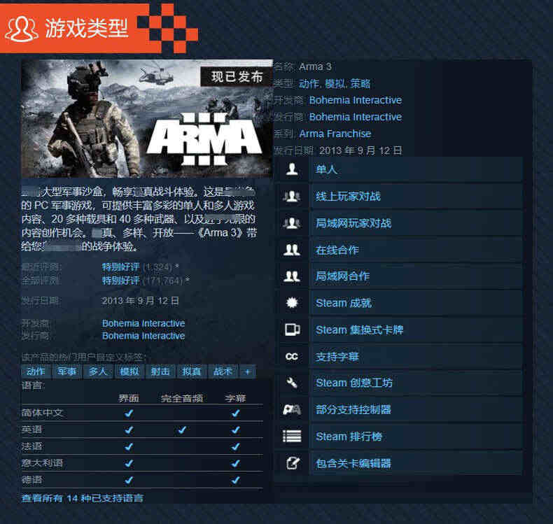 武装突袭3 Arma 3 steam  中文PC正版游戏 国区激活码 cdkey