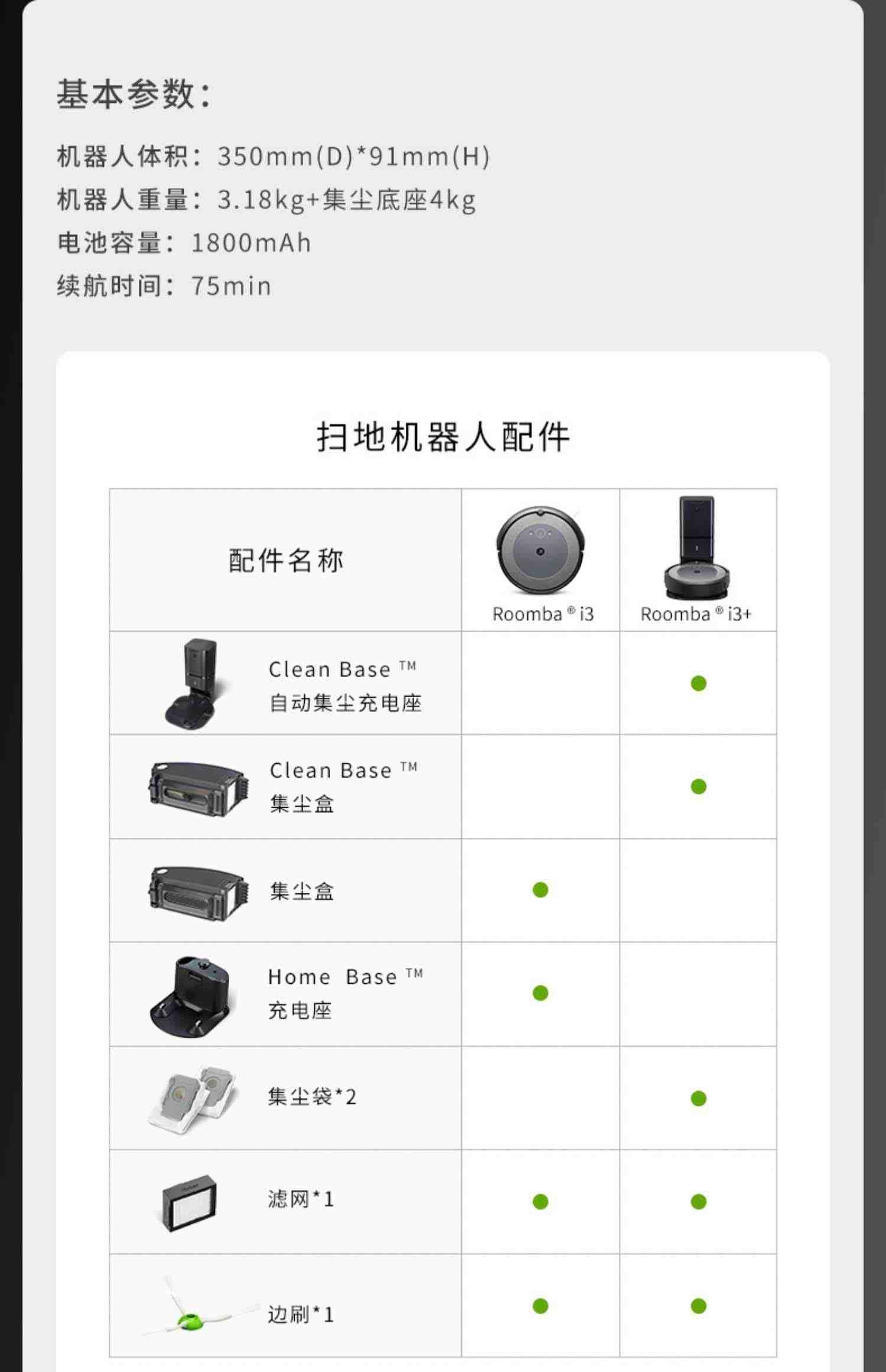 iRobot艾罗伯特i3+扫地机器人自动集尘家用智能全自动吸尘一体