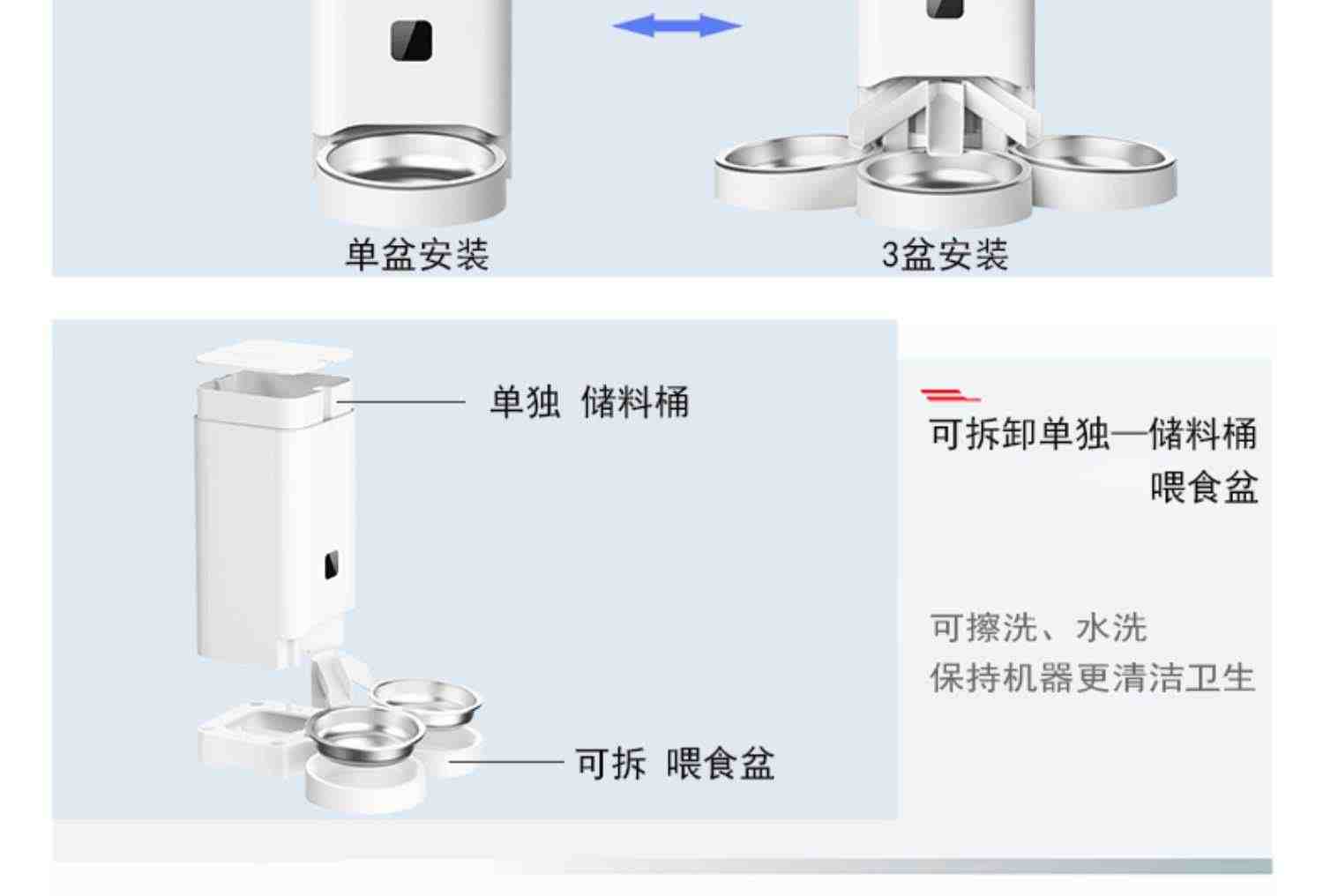 京旺多只智能宠物自动喂食器猫咪猫粮狗狗粮定时定量泰迪投食机器