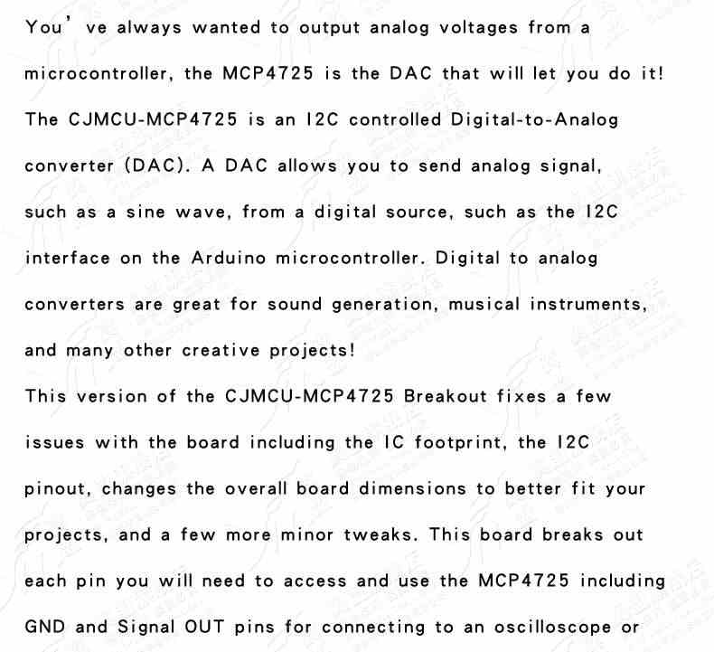 MCP4725 模块 I2C DAC 开发板 MCP4725模块 I2C DAC 开发板