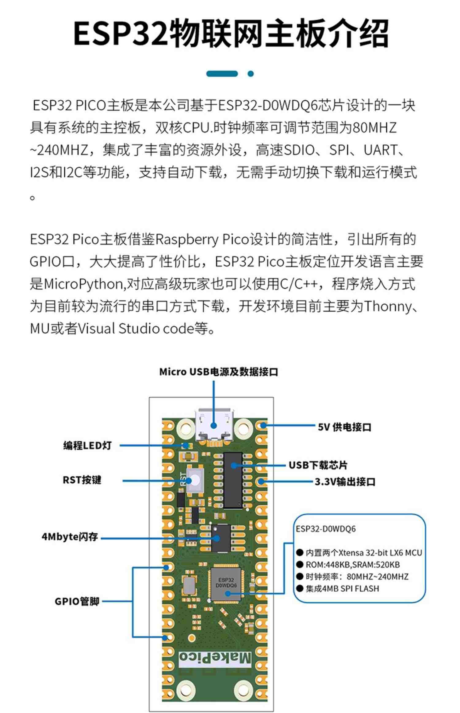 ESP32开发板传感器入门套件无线WiFi蓝牙学习MicroPython 编程