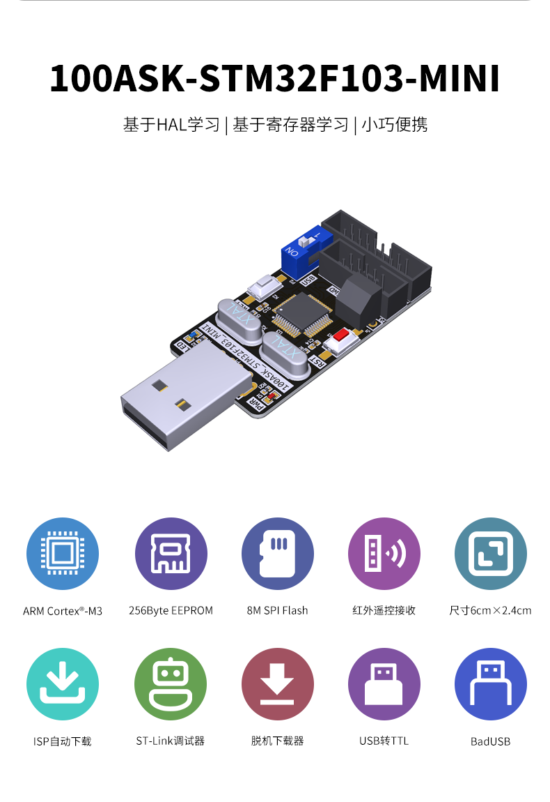 适用百问网STM32F103主板  迷你核心板单片机Mini开发板 强过51