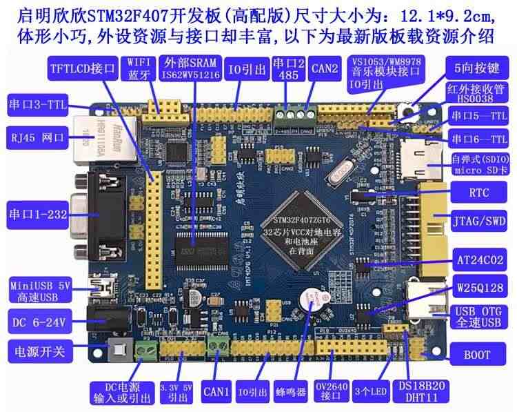 适用启明STM32F407ZGT6开发板单片机工控板物联网口双can蓝牙wifi