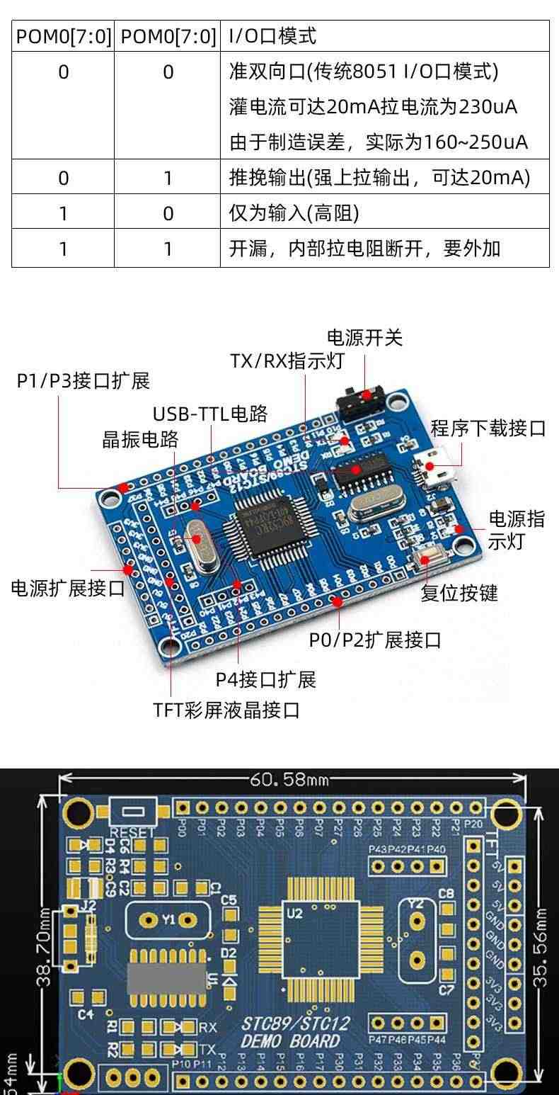 51单片机 小系统板 STC89C52 STC51 STC89核心 开发板 学习板