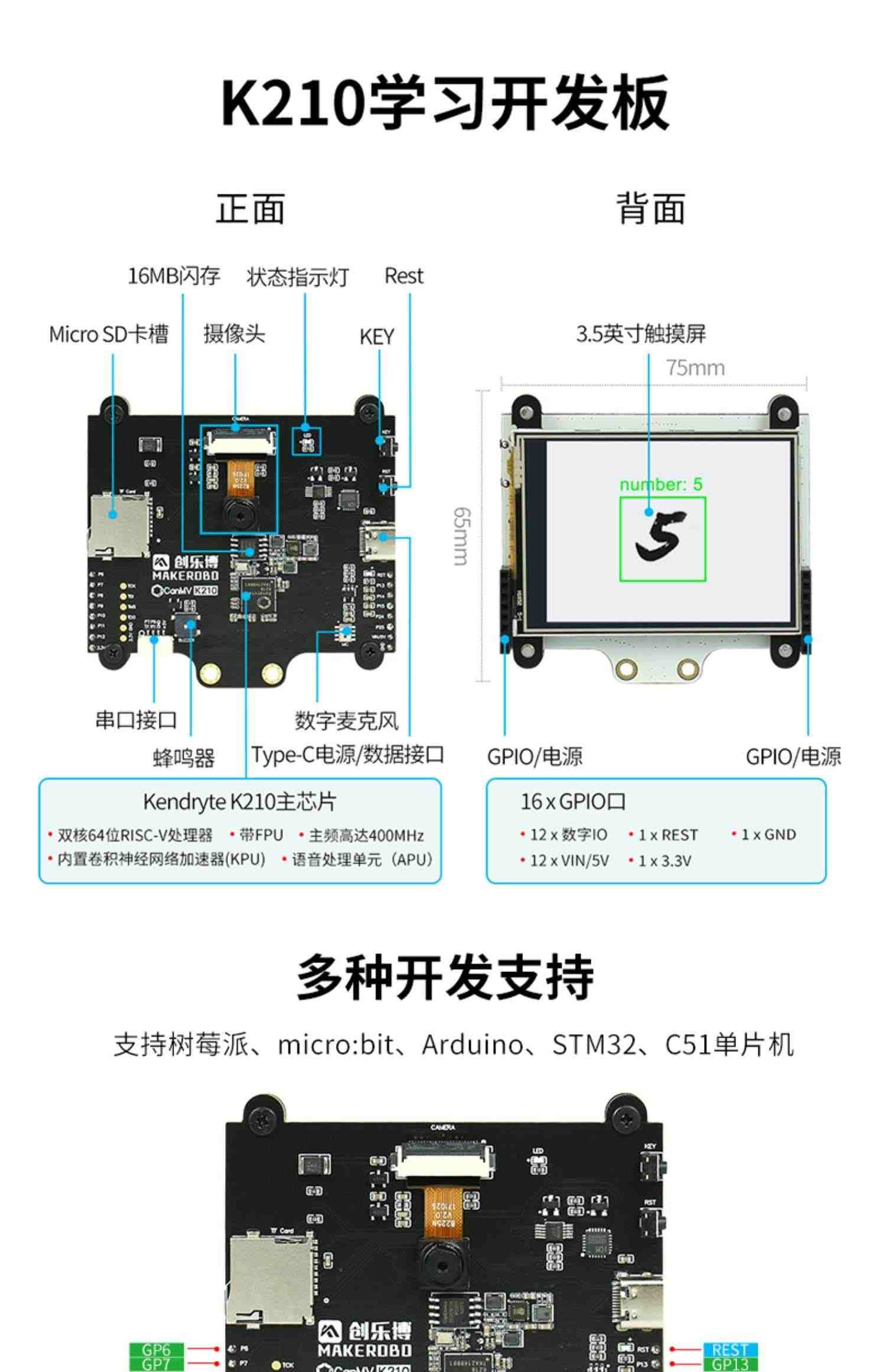 K210  AI人工智能套件 开发板 AI视觉 人脸识别  Python深度学习