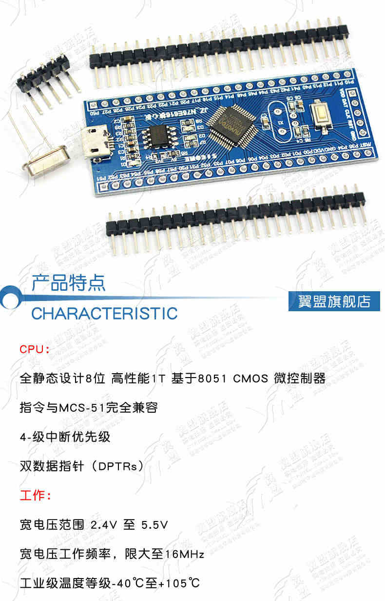 N76E616 新唐开发板/51开发板/自带串口/一键下载/46IO/Nu-Link