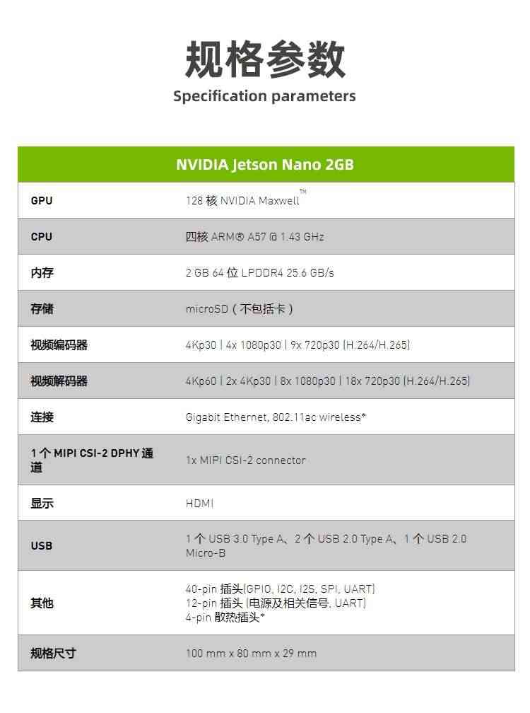 适用NVIDIA英伟达Jetson Nano 2GB开发板套件AI人工智能2G脸识别W