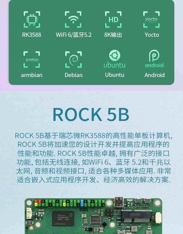 ROCK 5B 开发板 RK3588 芯片 ROCK5 rockpi 高性能8核 开发板 RAM