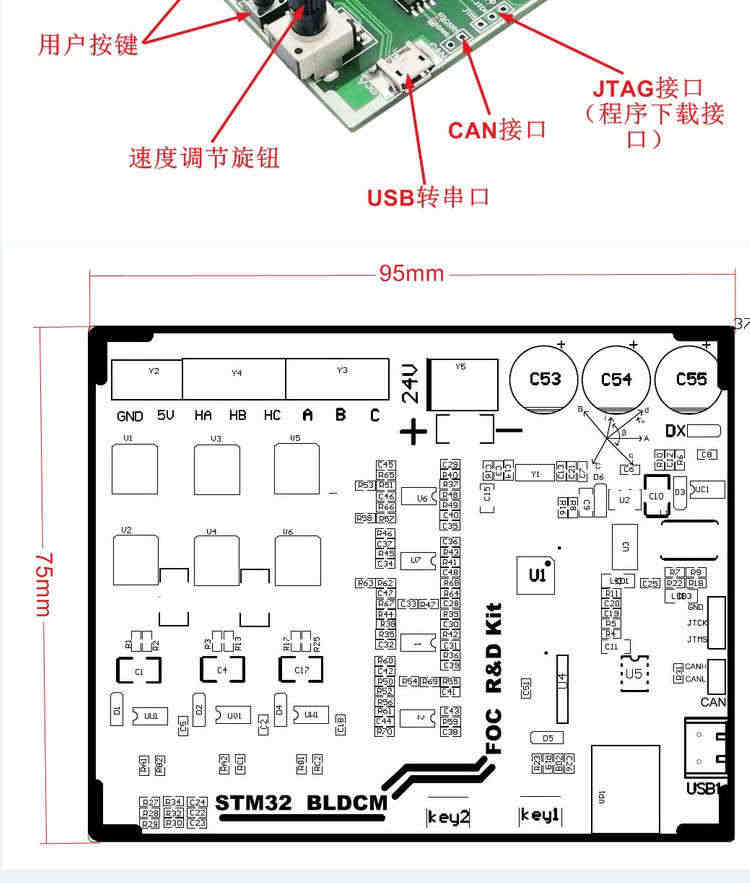 适用源代码实验直流电机STM32板浓开发板驱动信无刷FOCBLDC板