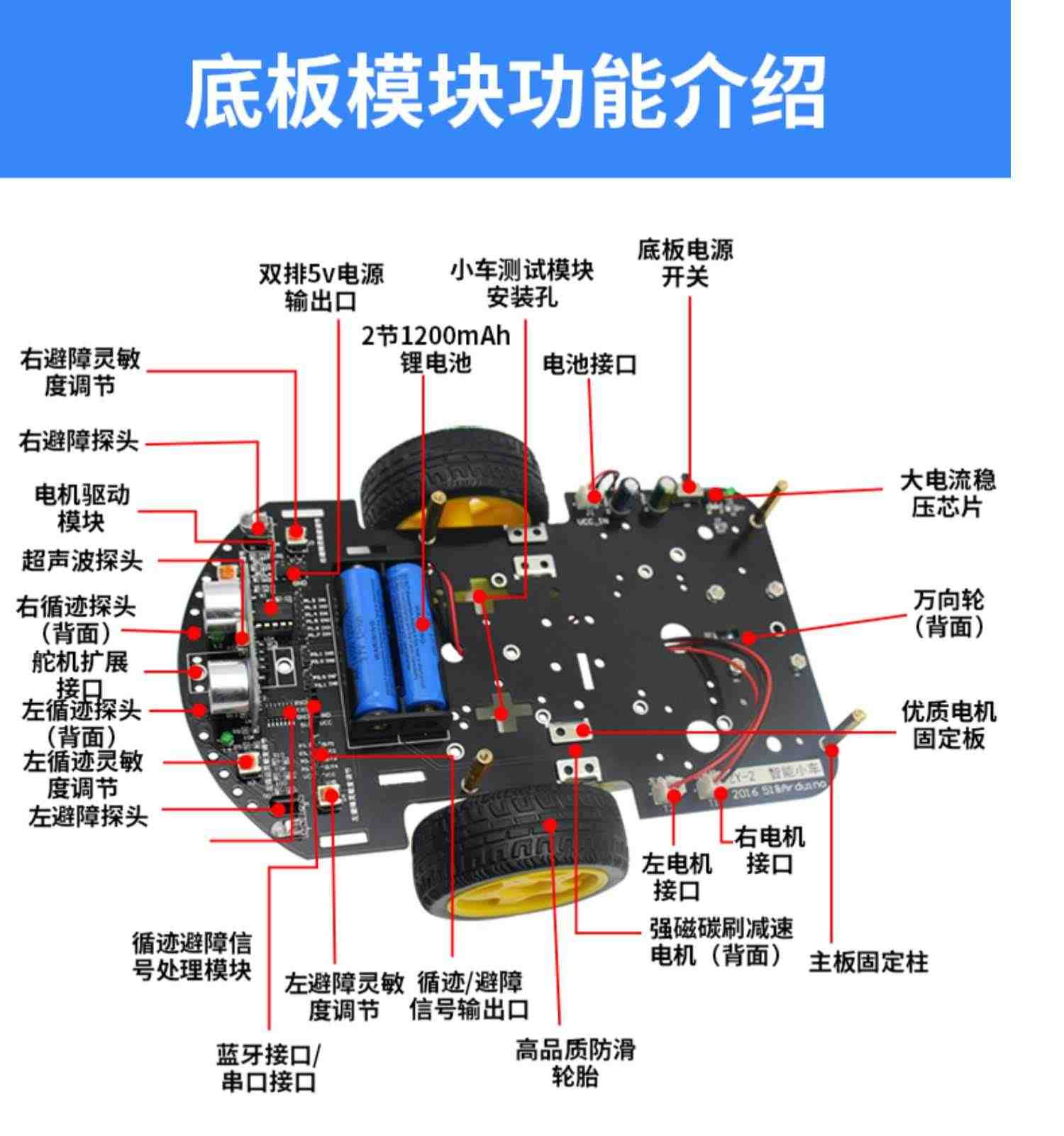 编程机器人arduino智能小车入门学习套件 UNO循迹避障DIY开发板