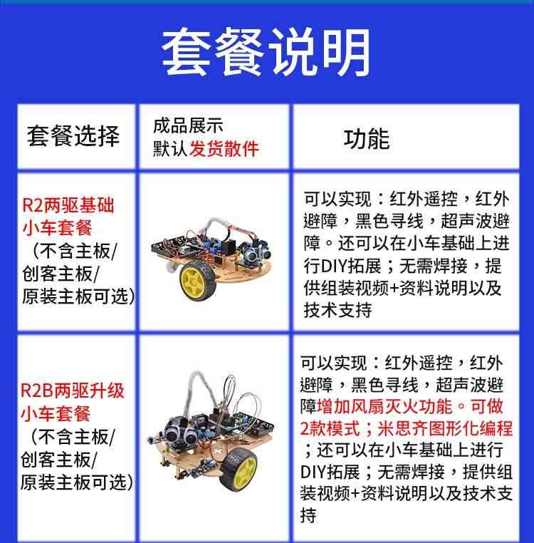 适用于arduino智能小车 uno r3开发板寻迹循迹蓝牙可编程跟随套件