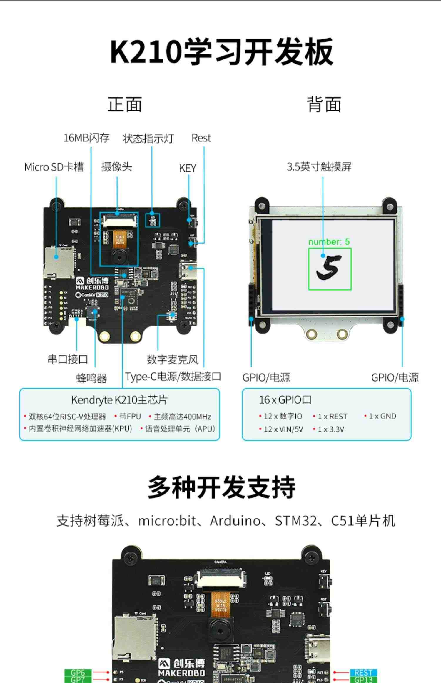 K210开发板  AI人工智能套件  AI视觉 人脸识别  Python深度学习