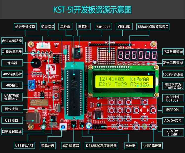 适用手把手教你学单片机（ 官方店) KST-51单片机开发板 学习板