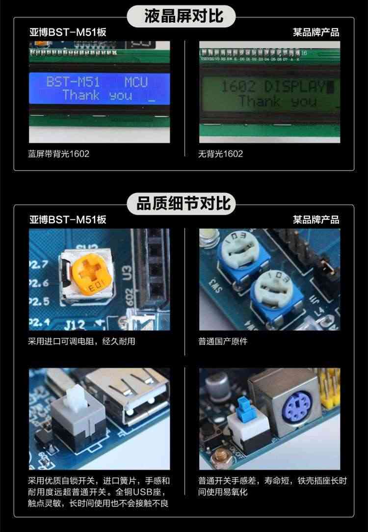 适用51单片机开发板51单片机学习板实验板stc89c52套件8051 Mini5