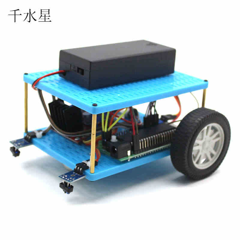 条孔板巡线智能小车1号(蓝色) 自动识别steamDIY机器人编程玩具...