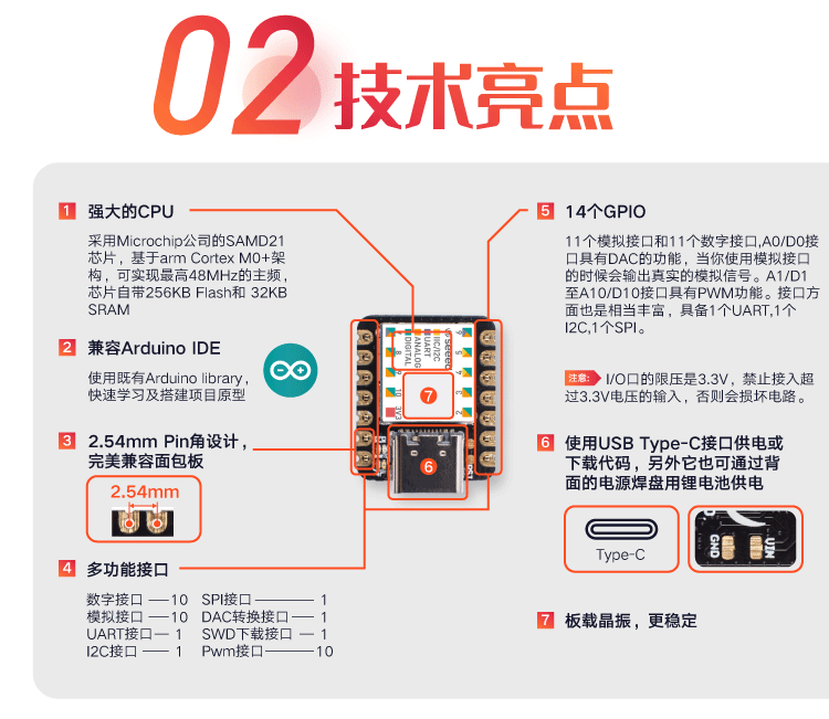 适用uino XIAO Cortex M0+ SAMD21G18 Arduino开发板 微型控制器