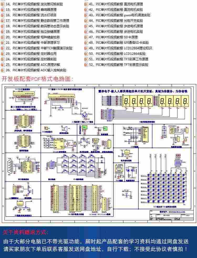 适用pic开发板 PIC18F4520单片机学习板 HL-K18实验板 集成kit2仿