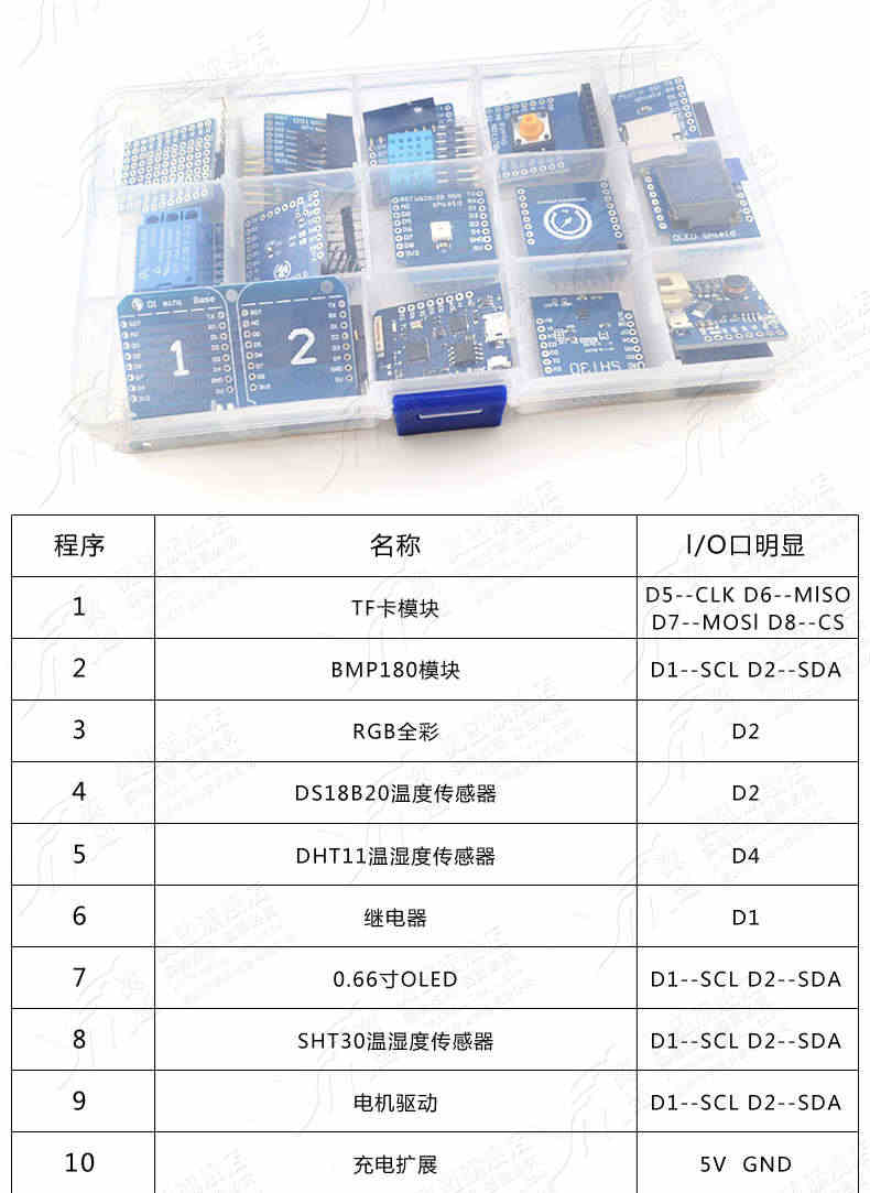 翼盟 mini D1 wifi开发板14件学习套件 基于ESP8266 NodeMcu Lua