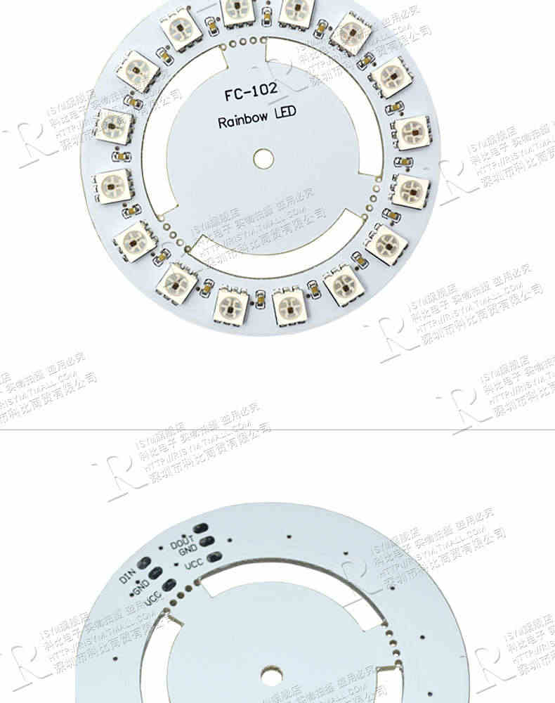 Risym 16位圆形RGB全彩LED流水灯模块 机器人配件驱动彩灯开发板