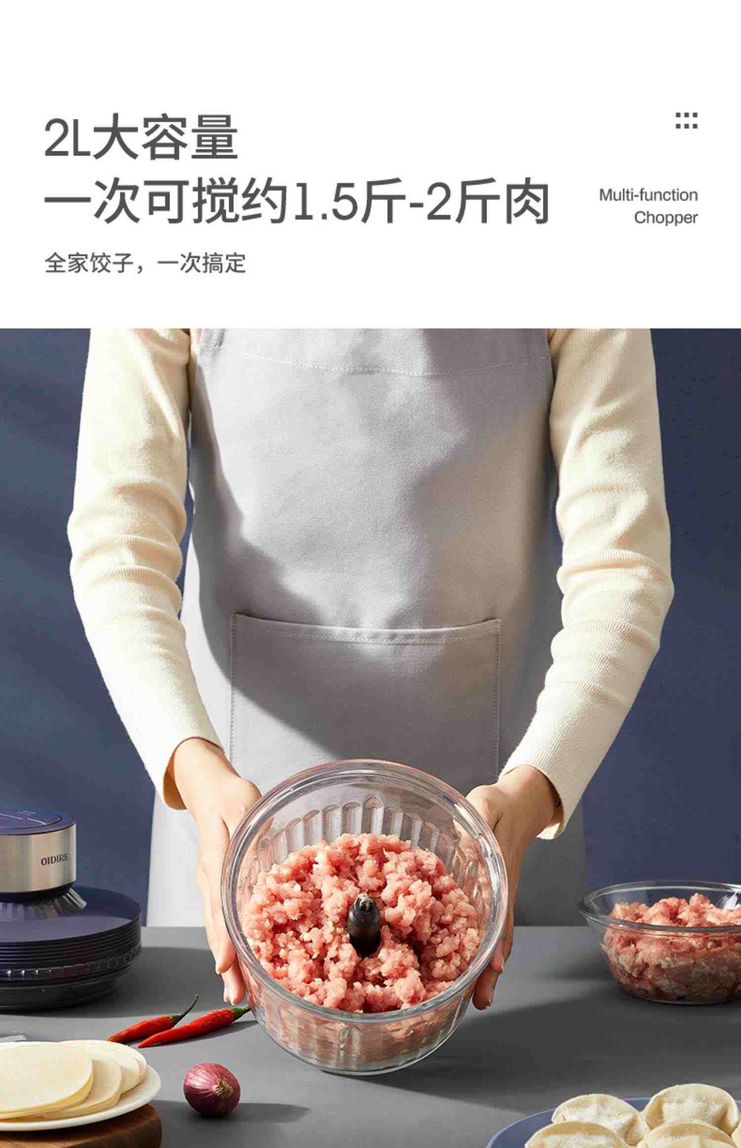 OIDIRE绞肉机家用全自动多功能电动小型打肉馅机器料理碎肉搅拌机