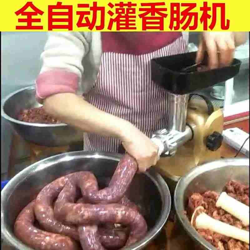 绞肉机灌肠机家用电动做腊肠机器小型手动商用全自动灌香肠机...