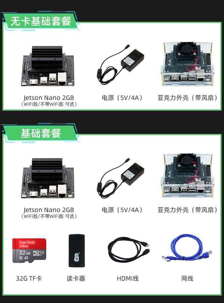 适用NVIDIA英伟达Jetson Nano 2GB开发板套件AI人工智能2G脸识别W