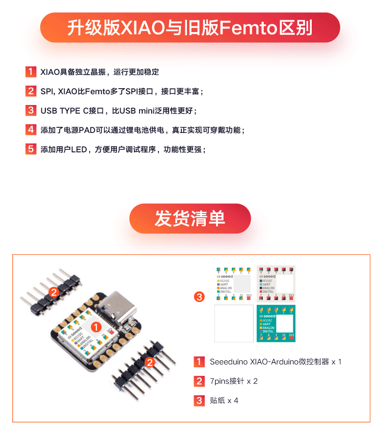 适用uino XIAO Cortex M0+ SAMD21G18 Arduino开发板 微型控制器