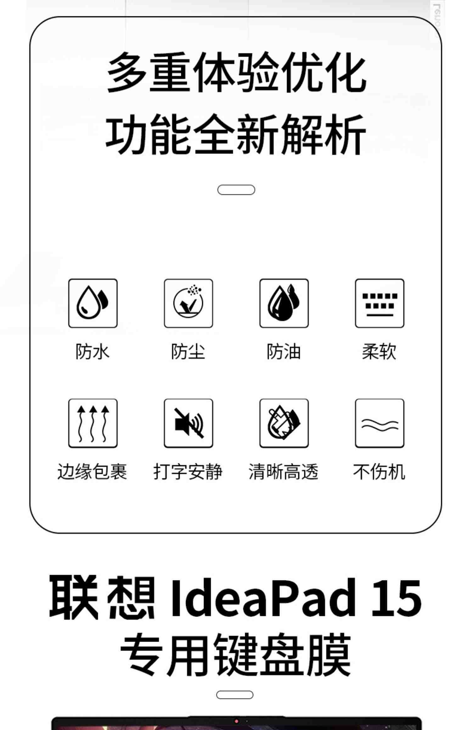 15.6英寸联想ideapad15笔记本键盘膜IdeaPad 2022键位防尘套防水垫锐龙版R5轻薄游戏本电脑屏幕贴膜钢化屏保