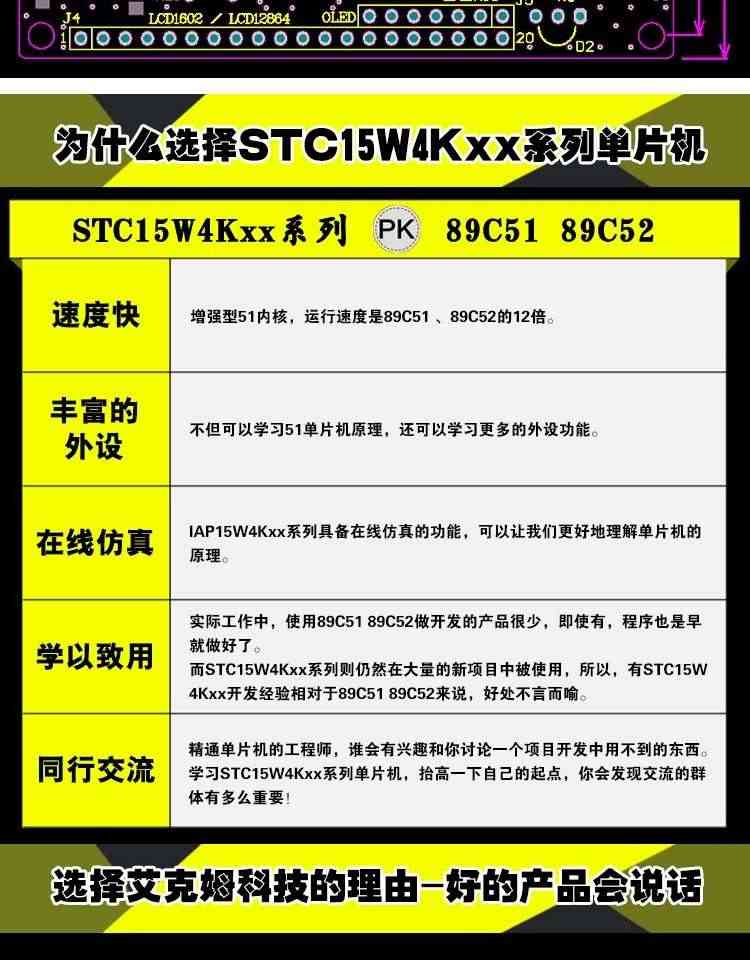 适用STC15W4K56S4 IAP15W4K61S4开发板 51单片机 开发板 实验 学