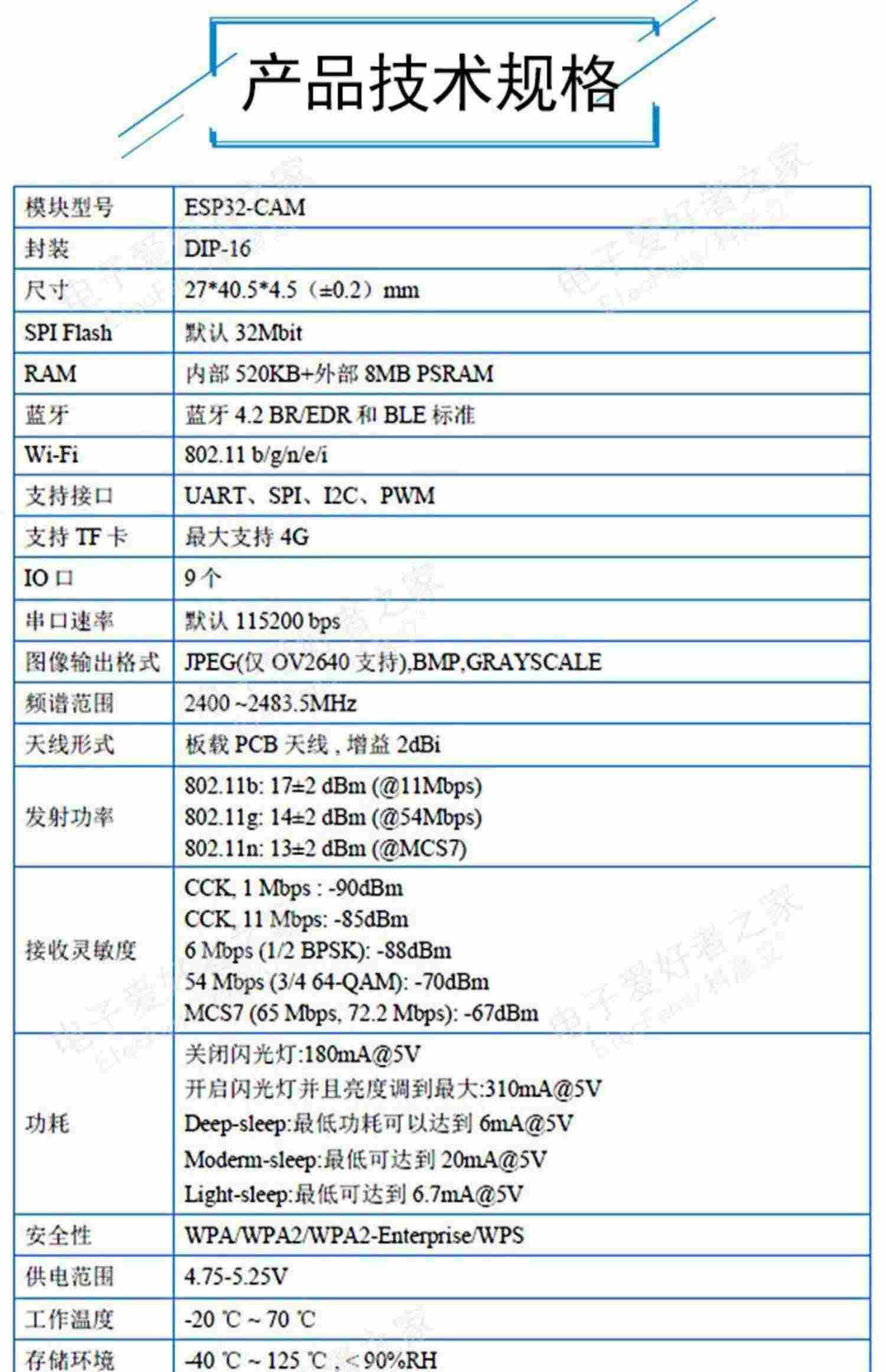 适用ESP32-CAM-MB 串口转WIFI+蓝牙开发板模块物联网 带OV2640摄