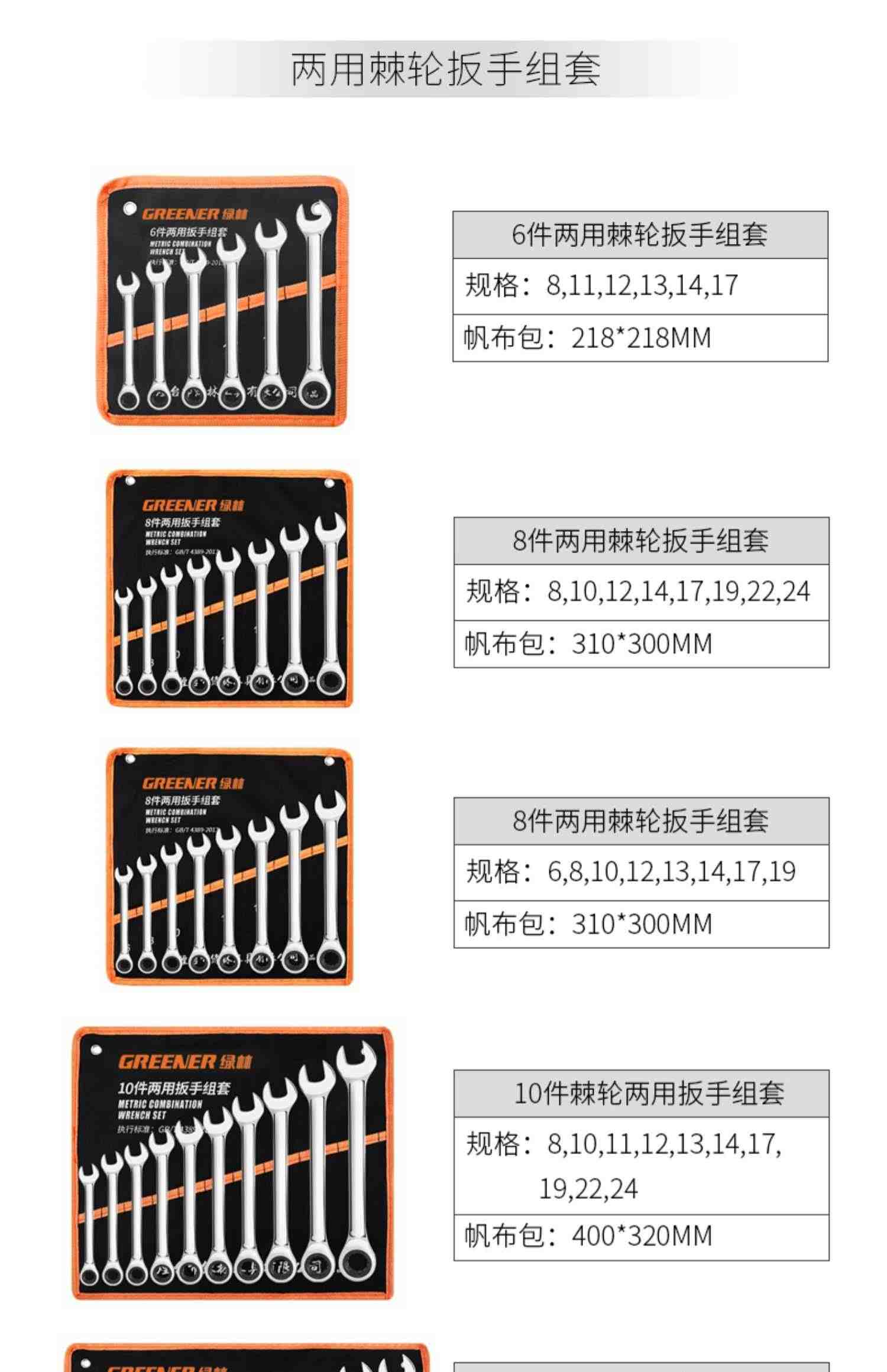 绿林德国梅花开口两用扳手套装呆扳手棘轮梅开板子五金工具大全一