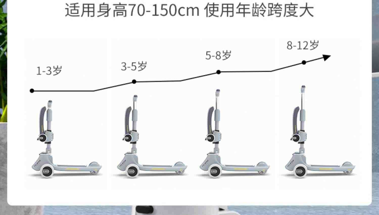 滑板车儿童三合一1一3-6一12岁宝宝踏板车大童可坐折叠小孩滑滑车