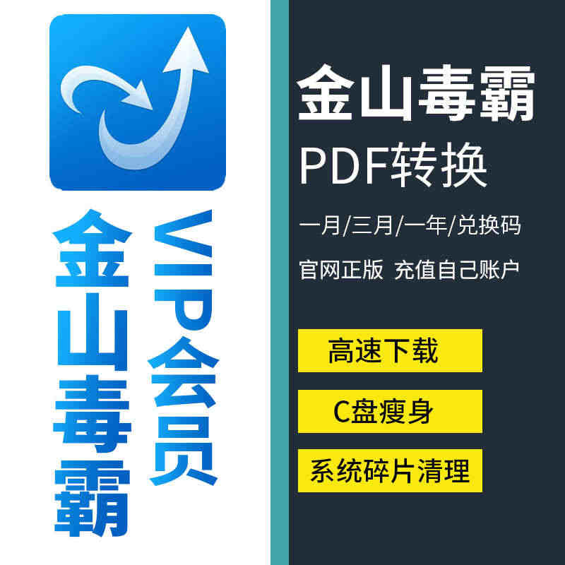 金山毒霸VIP会员数据恢复vip系统碎片清理大师c盘瘦身pdf转换器驱...