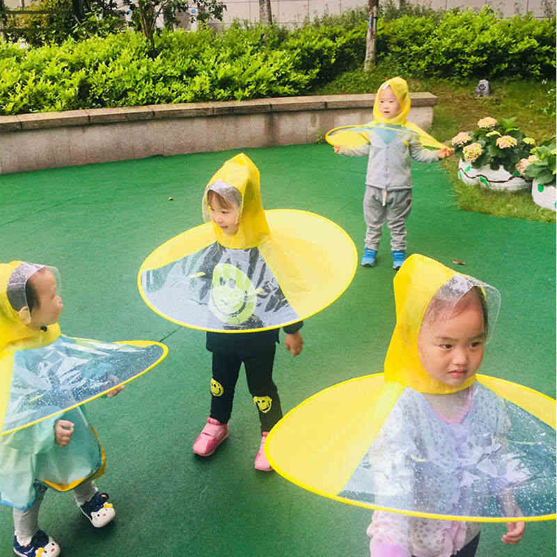 儿童飞碟雨衣小黄鸭雨伞帽斗篷式女童男童幼儿园网红宝宝雨衣...