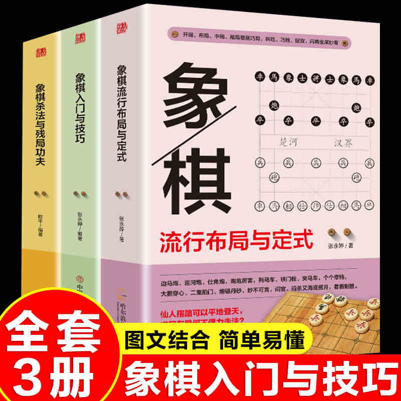 正版全3册 象棋杀法与残局功夫+象棋入门与技巧+象棋流行布局与定式 中...