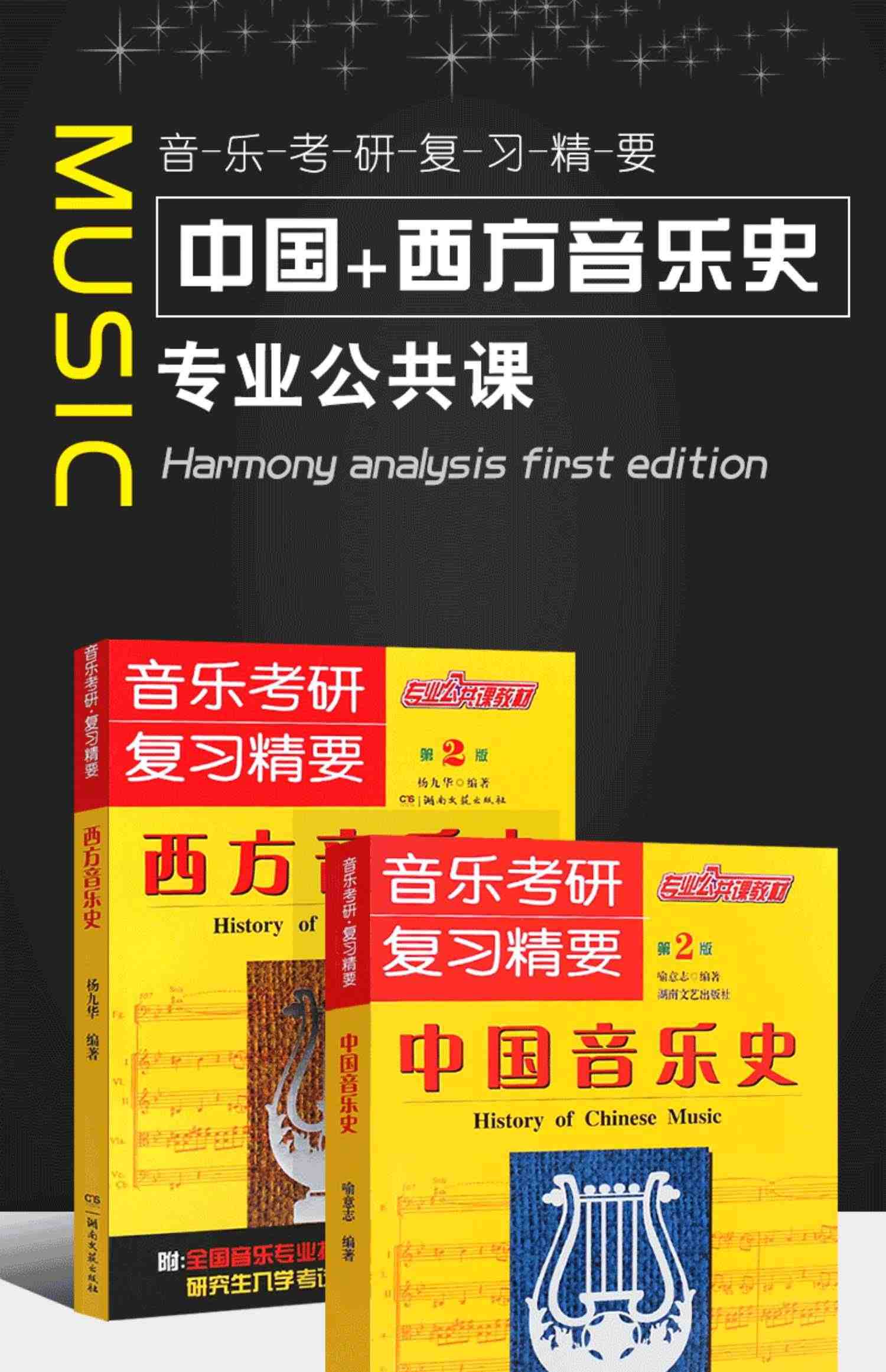 正版全套2册中国音乐史+西方音乐史 第2版 音乐考研复习精要 湖南文艺出版社 中西方音乐史教程教材书籍 音乐考研专业公共课教材书