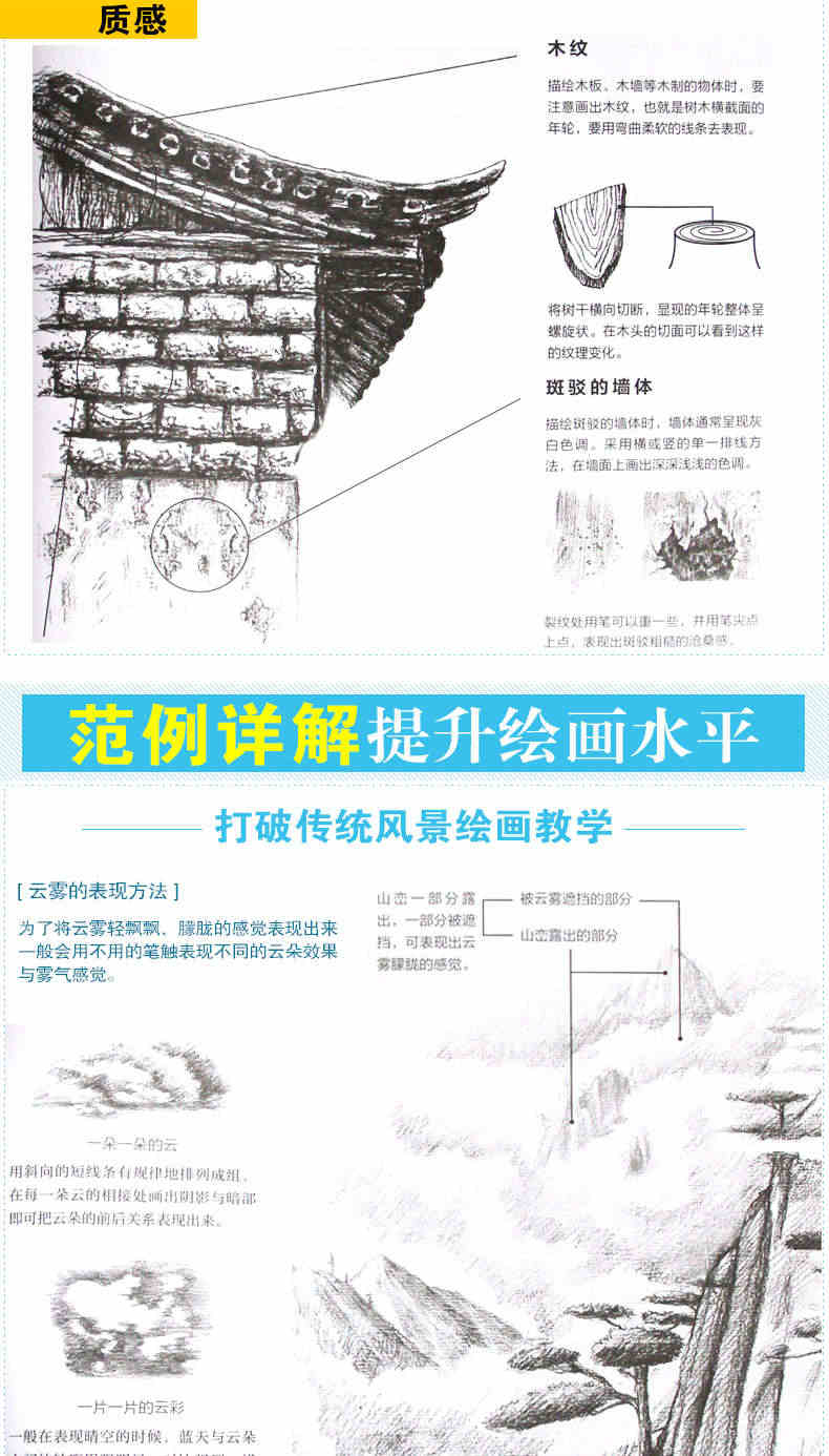 素描入门自学零基础 素描基础画风景 飞乐鸟素描书籍教材临摹画册集 静物风景速写入门插画教程 铅笔画结构手绘美术绘画初学者书