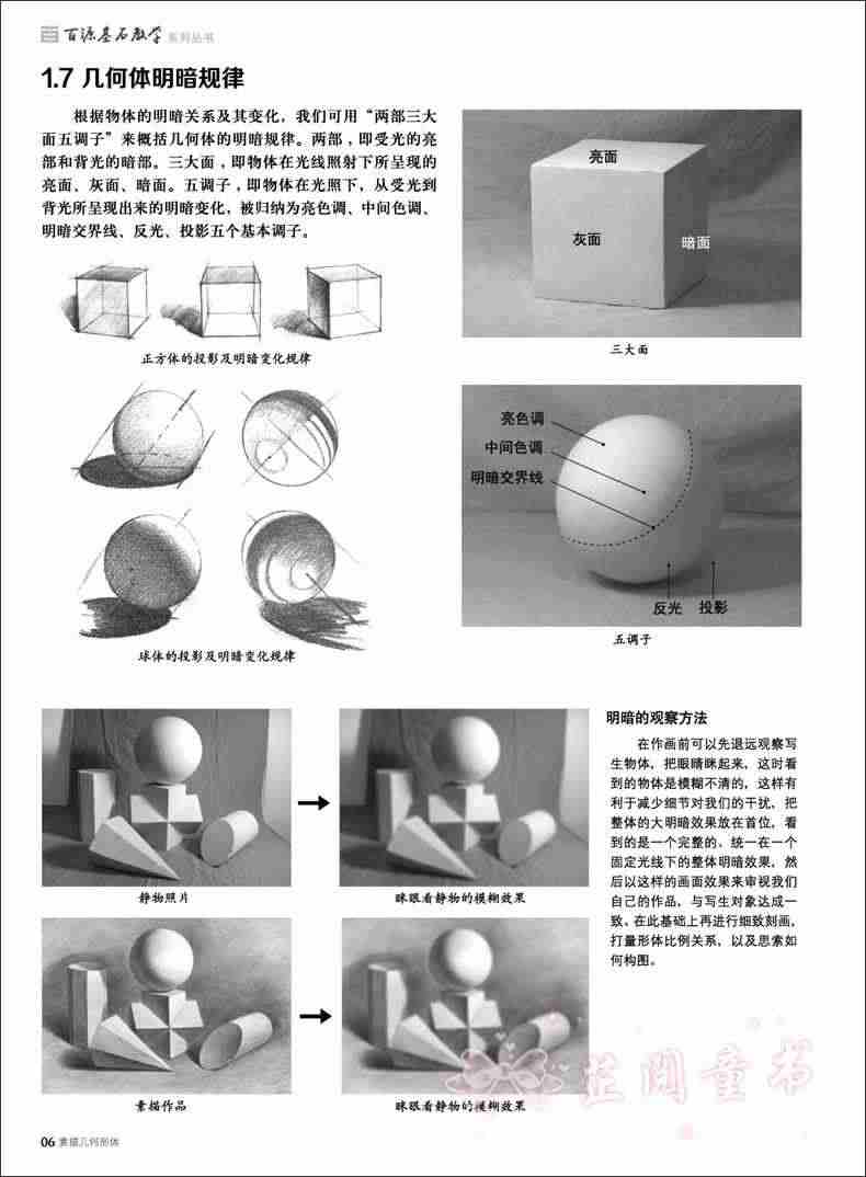 零基础素描几何形体 从基础到精通 紧扣教学主题 素描单体组合石膏几何形体从结构到明暗 素描基础教程书 美术基础学画画临摹范本