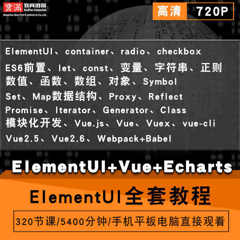 Elementui视频教程 前端Vue.js项目实战/ECharts/...