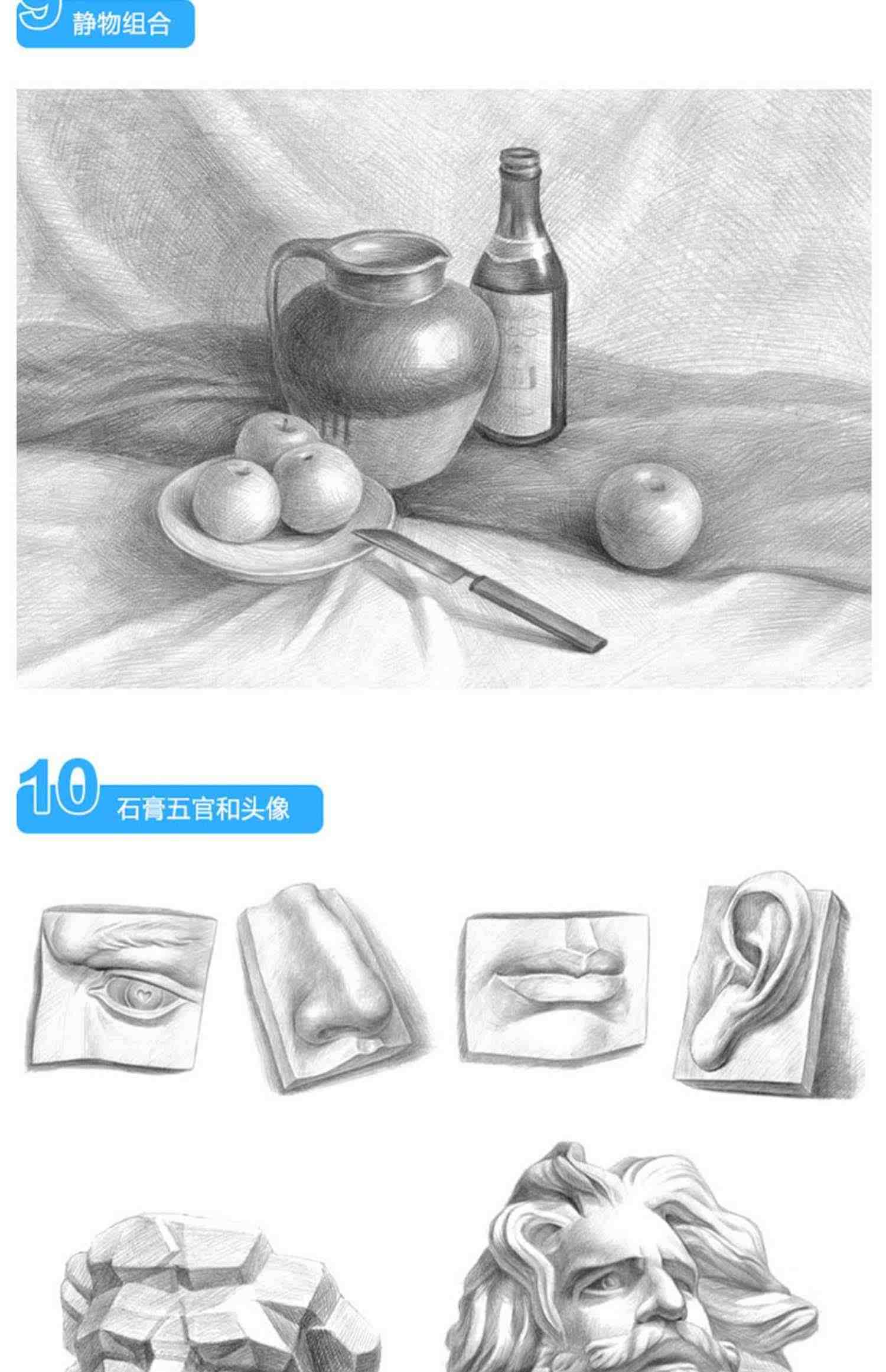 从零起步学素描 画画素描书入门自学零基础教程临摹教材书籍初学者铅笔 画绘画手绘结构静物人物头像石膏几何体美术基础速写画册本