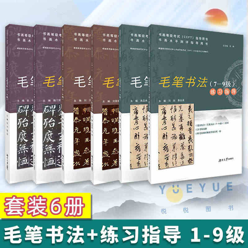 毛笔书法+练习指导 1-9级全6册 1到9级 书画水平测评指导用书 全...