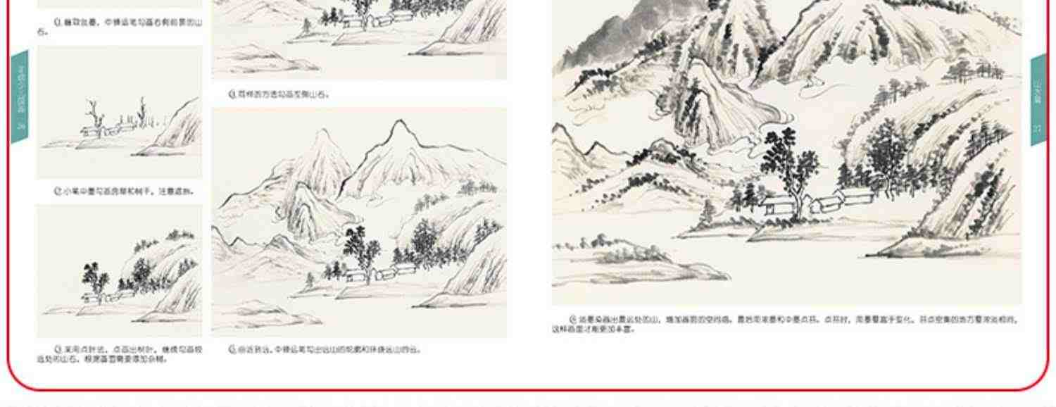 正统少儿国画5册 零基础学儿童入门教材中国画山水花鸟启蒙书籍线稿图册花卉画册本临摹范本底稿写意初学者书教学绘画课程课件教程