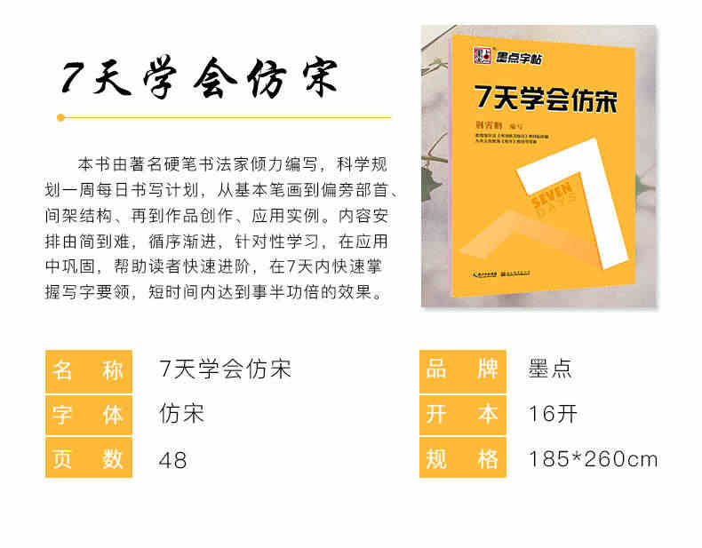 成人学生练字帖 7天学会仿宋硬笔书法教程临摹练字贴荆霄鹏楷书间架结构基本笔画钢笔字入门书写技巧宋体考试字体成人公务员初学者