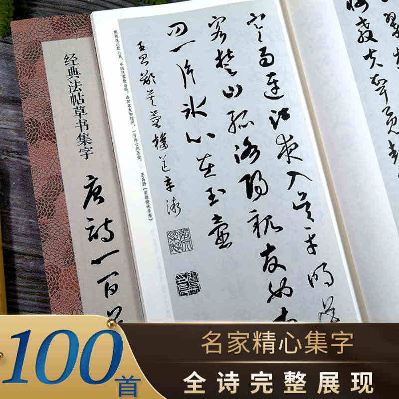 经典法帖草书集字唐诗一百首 收录孙过庭《书谱》王羲之《草诀歌》等名家草...